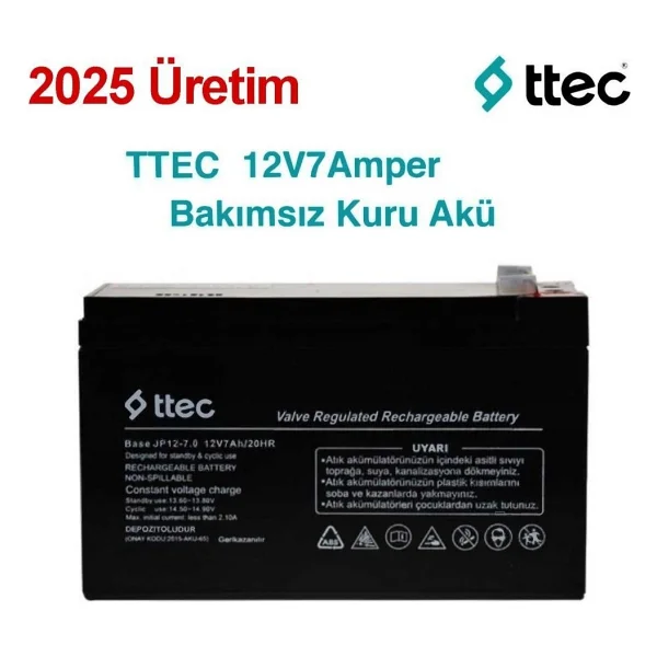 Ttec HHM_ Pilsan Uyumlu Oyuncak Araba Jeep Akülü Araba Aküsü Pili Bataryası 12VOLT 7AMPER Akü 12V7Ah/20HR - Görsel 2