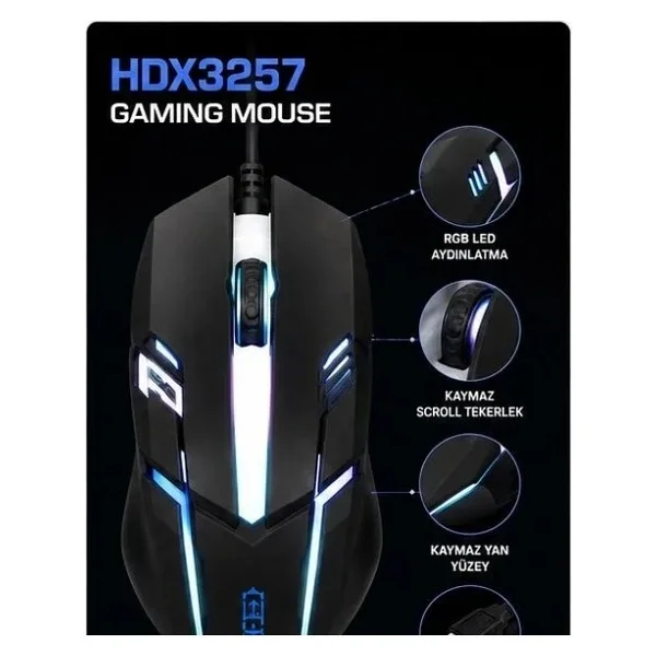 Hadron HDX3257 Optik Kablolu Oyuncu Mouse - Görsel 2