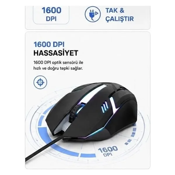 Hadron HDX3257 Optik Kablolu Oyuncu Mouse - Görsel 5