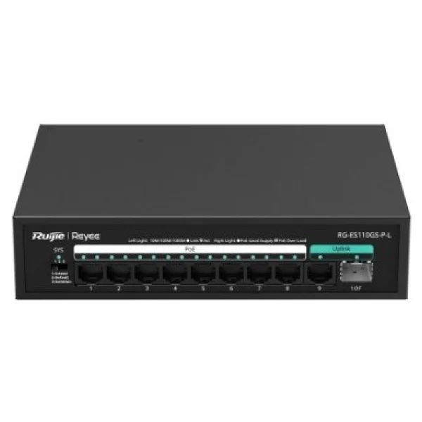 Ruijie Reyee RG-ES110GS-P-L 8 Port 10/100/1000 8 Port PoE 1XGE Uplink 1 X SFP 120W Yonetilemez Desktop Switch - Görsel 7