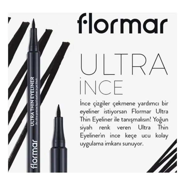 Flormar Ultra Thin Keçe Uçlu Mat 001 Black Kalem Eyeliner - Görsel 8