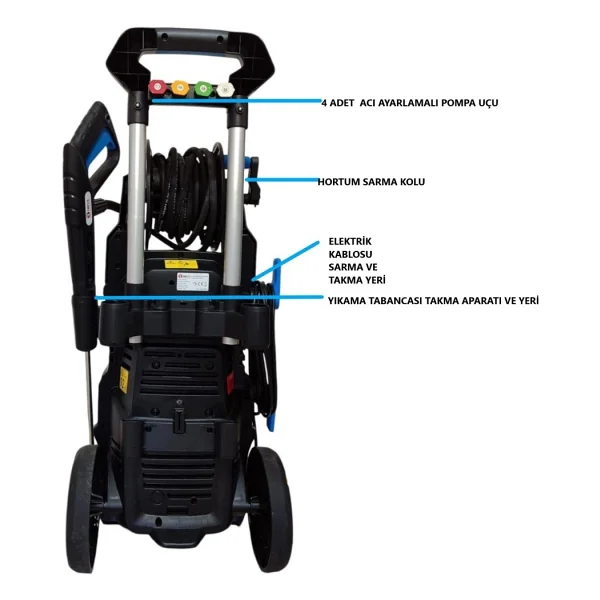Hsgl Araç Yıkama 225 Bar Indiksiyon Motor 3200 Watt Profesyonel Yüksek Basınçlı Rapco Yıkama Makinesi - Görsel 3