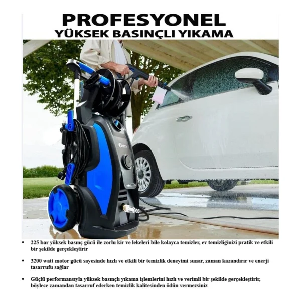 Hsgl Araç Yıkama 225 Bar Indiksiyon Motor 3200 Watt Profesyonel Yüksek Basınçlı Rapco Yıkama Makinesi - Görsel 4