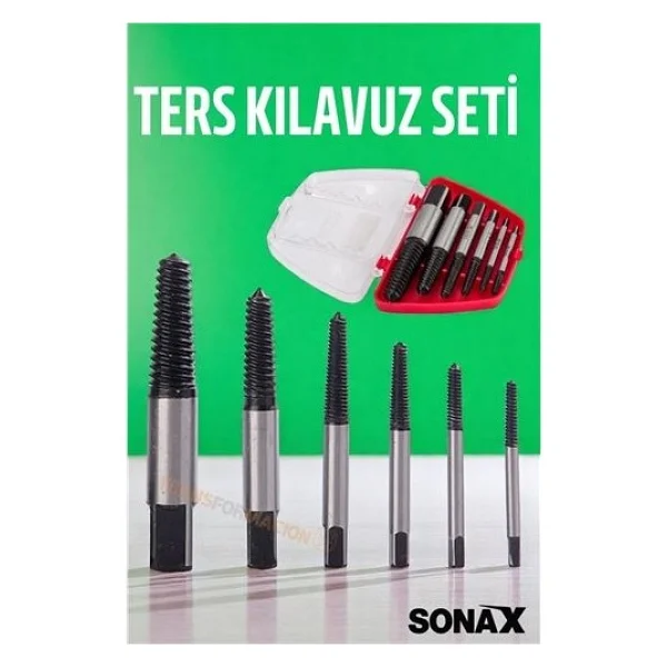 Modacar Ters Kılavuz 6 lı Set Saf Çelik Kırık Civata Vida Sökücü Kırılmış Vida Civata Sökme Aparatı - Görsel 2