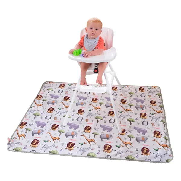 Minimono Yeni Mama Sandalyesi Altı ve Aktivite Bakım Örtüsü - Sıvı Geçirmez Yıkanabilir - 145x120cm (Orman Hayvanları) - Görsel 2