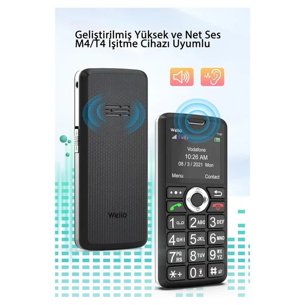 Welio WKey T100 Siyah-Mavi Tuşlu Telefon - Görsel 5