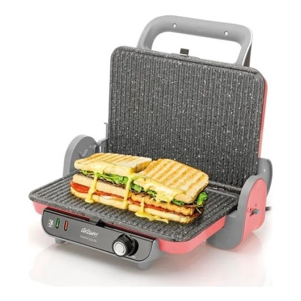 Arzum AR2013 Panini Color Mercan 1800 W Granit Tost Makinesi - Görsel 3
