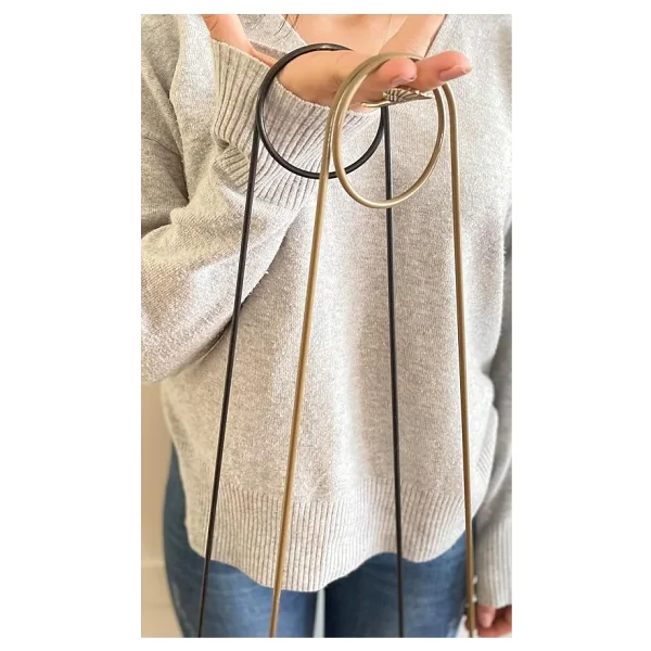 Adet Bitki Destek Çubuğu - Altın Rengi ve Siyah Metal Kancalıiğne Model, 65 Cm, Sarmaşık ve Büyük Yapraklı Bitkiler Için - Görsel 3