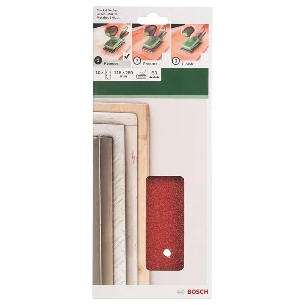 Bosch Home and Garden Bosch zımpara kağıdı (farklı malzemeler için, 10 adet, 115 x 280 mm, granülasyon 60) - Görsel 3