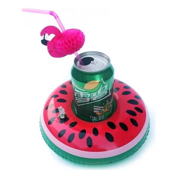 Donut Karpuz Flamingo 3lü Şişme Havuz Deniz Bardak Tutucu Float Bar Seti - Görsel 2