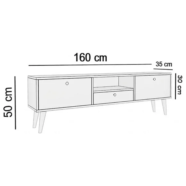 Penta Tv Sehpası, Ahşap Ayaklı, Antrasit, 160 Cm - Görsel 4