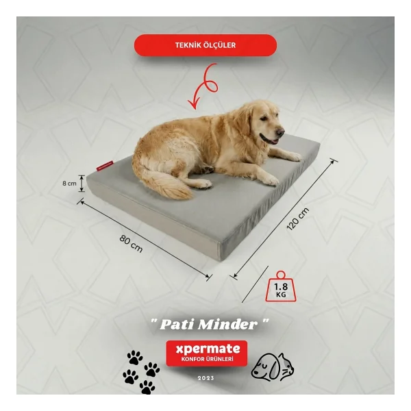 XPERMATE Patiminder Köpek Yatağı Büyük Irk Köpek Yatağı Büyük Köpek Yatakları 80 x 120 cm - Antrasit - 120 x 80 cm - Görsel 3