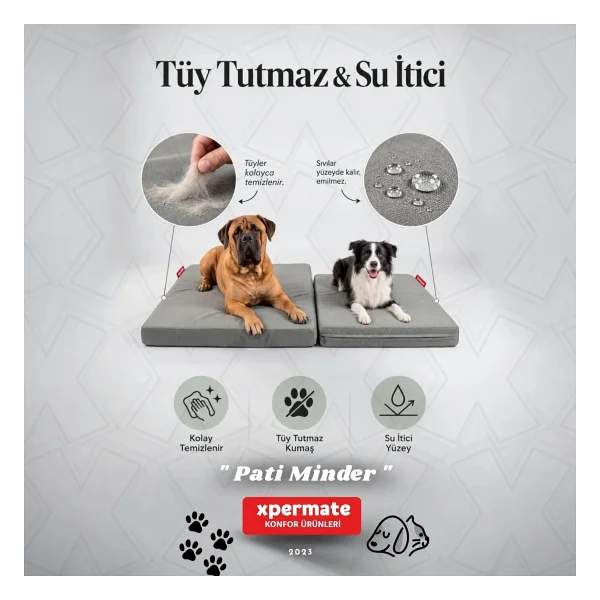XPERMATE Patiminder Köpek Yatağı Büyük Irk Köpek Yatağı Büyük Köpek Yatakları 80 x 120 cm - Antrasit - 120 x 80 cm - Görsel 5