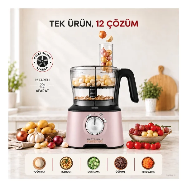Karaca Mastermaid Power Max 12in1 Rose Gold 2500 W Mutfak Robotu - Görsel 2
