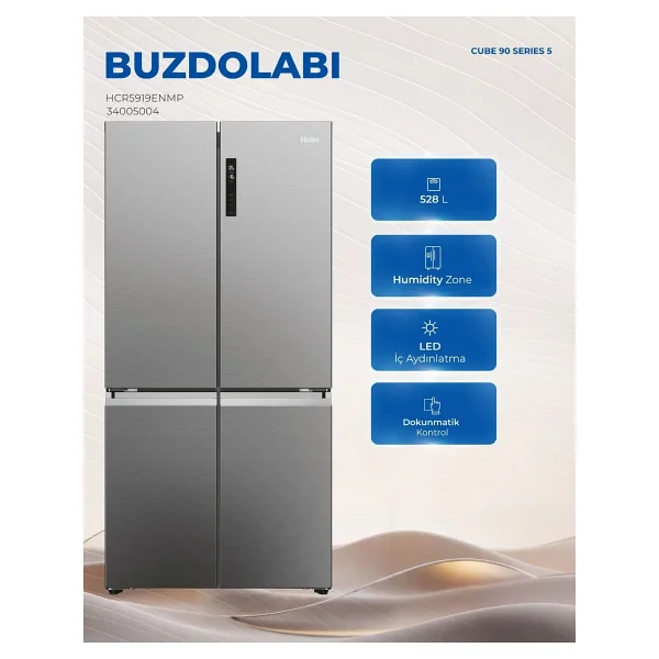 Haier HCR5919ENMP Gardırop Tipi No Frost Buzdolabı - Görsel 4