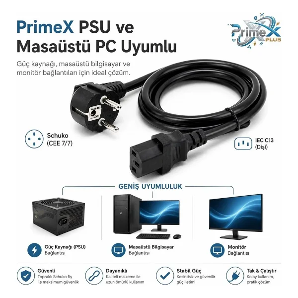 PrimeX PX-SL-P418 1.5 m Güç Kablosu - Görsel 2