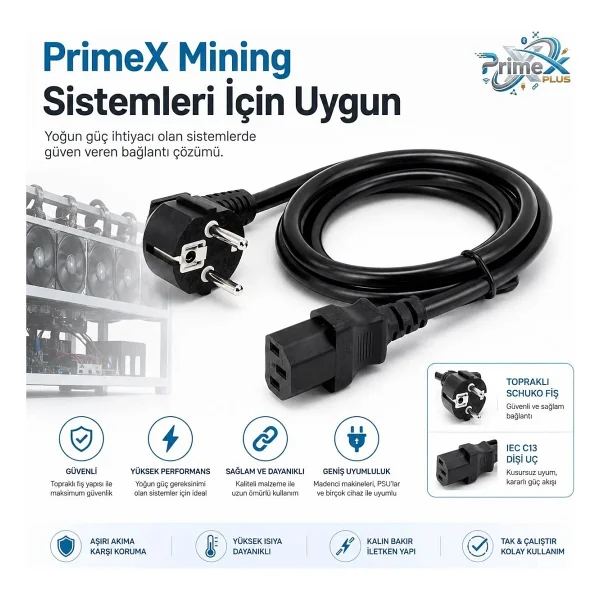 PrimeX PX-SL-P418 1.5 m Güç Kablosu - Görsel 3
