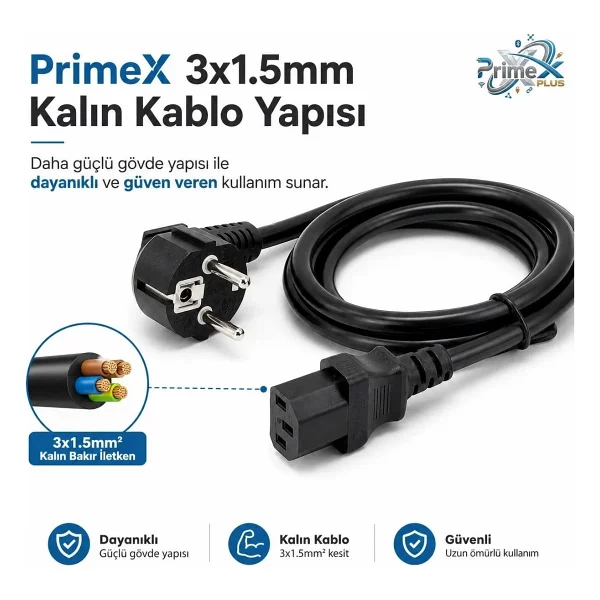 PrimeX PX-SL-P418 1.5 m Güç Kablosu - Görsel 5