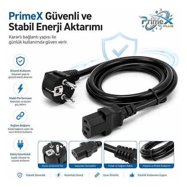 PrimeX PX-SL-P418 1.5 m Güç Kablosu - Görsel 6