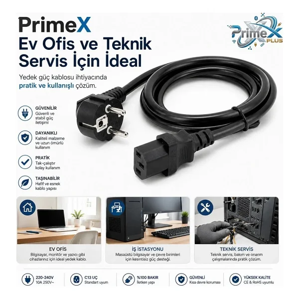 PrimeX PX-SL-P418 1.5 m Güç Kablosu - Görsel 8