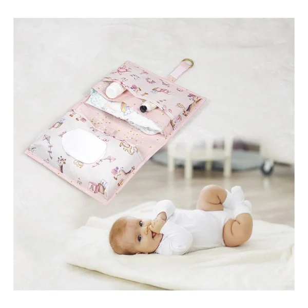 Lisinya Baby Kullanımı Kolay Desenli Alt Bakım Çantası (Pembe) ( Lisinya ) - Görsel 3