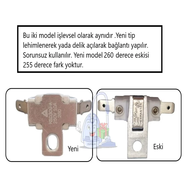 Populer Philips Uyumlu Azur Elite GC5037/80 Optimaltemp Ütü 255 Derece Limit Termik Termostat - Görsel 2