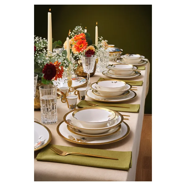 Karaca Royal Bone Golden Palms 55 Parça 12 Kişilik Yemek Takımı - Görsel 4