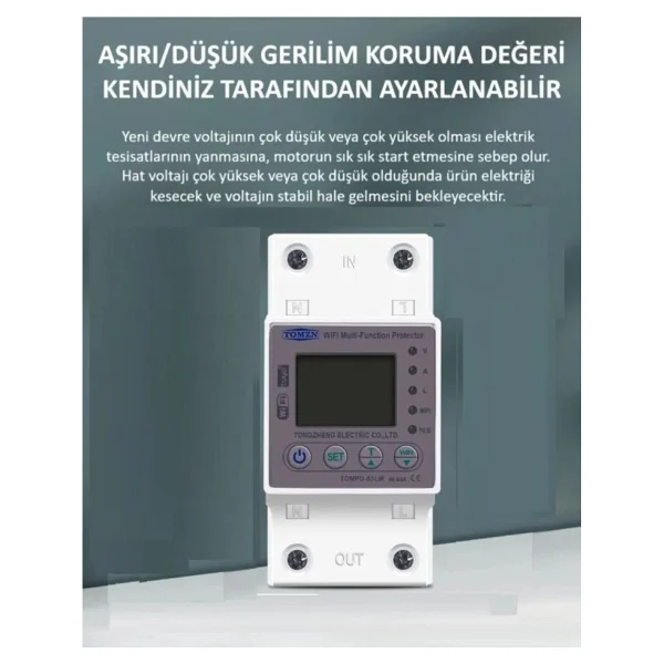 Tomzn Kaçak Akım Koruma Rölesi ve Yüksek Voltaj ve Akım Koruyucu Röle 63A Devrim Niteliğinde Yenilik - Görsel 5