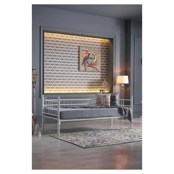 Unimet Soho Daybed Tek Kişilik Sedir Divan Metal Karyola Beyaz - 90 x 190 cm - Görsel 6
