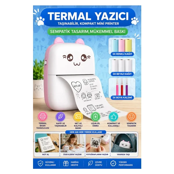 nextbuy Mini Fotoğraf Yazıcı Kablosuz Etiket Yazıcı Baskı Makinesi Ios Android Uyumlu Termal Printer - Görsel 4
