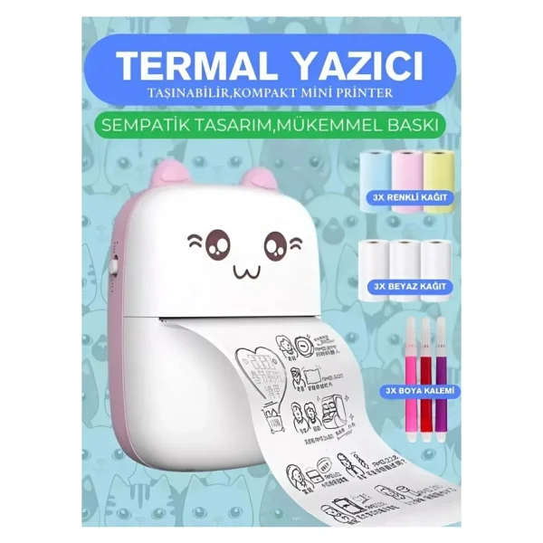nextbuy Mini Fotoğraf Yazıcı Kablosuz Etiket Yazıcı Baskı Makinesi Ios Android Uyumlu Termal Printer - Görsel 2