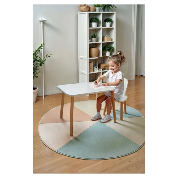 Bee Smart Oyun Masası-Aktivite Masası-Çalışma Masası-Etkinlik Masası-Ahşap 1 Sandalyeli Çocuk Masa Sandalye Takımı - Beyaz - Görsel 5