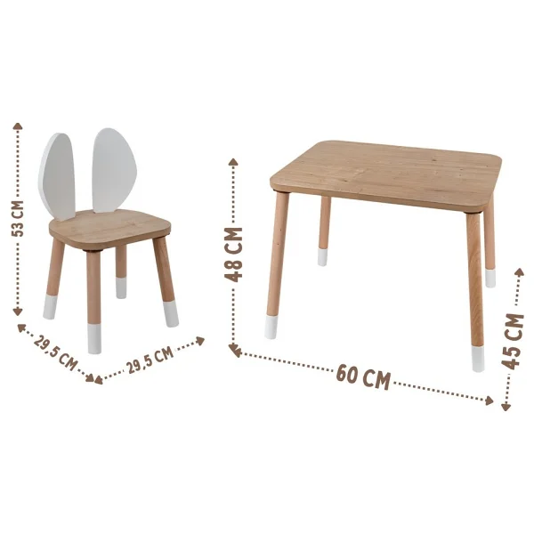 Bee Smart Oyun Masası-Aktivite Masası-Çalışma Masası-Etkinlik Masası-Ahşap 1 Sandalyeli Çocuk Masa Sandalye Takımı - Beyaz - Görsel 7