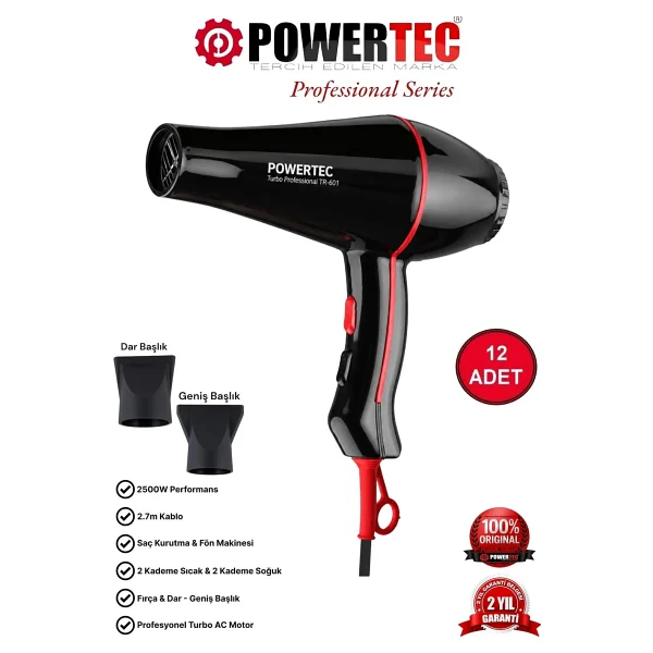 Powertec TR-601 Turbo Profesyonel 2000 W 12'li Saç Kurutma Makinesi - Görsel 8