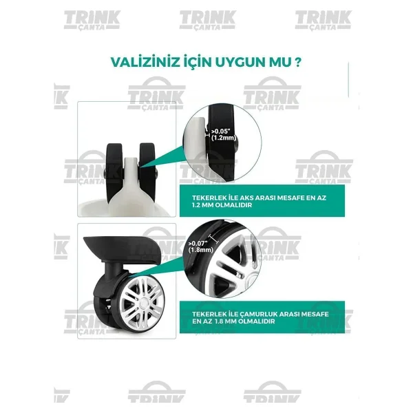 Trink Çanta Silikon Bavul Valiz Tekerlek Koruyucu 8 Adet ( Siyah ) - Görsel 10