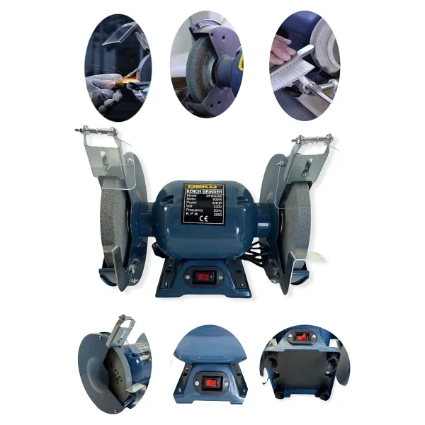 Deko Hybrid Tech 600 Watt Bakır Sargı Çark Motoru Balta Bıçak Bileme Taşlama Makinesi 200 mm Çark Motoru - Görsel 4