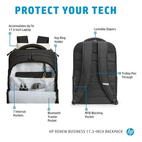 HP Renew Business 3E2U5AA 17.3" Laptop Sırt Çantası - Görsel 5