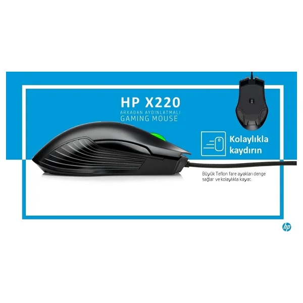 HP X220 8DX48AA Kablolu Optik Oyuncu Mouse - Görsel 5