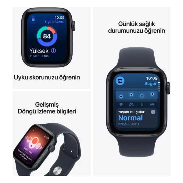 Apple Watch SE 3 GPS 44mm Gece Yarısı Alüminyum Kasa ve Lacivert Spor Kordon Akıllı Saat - Görsel 3