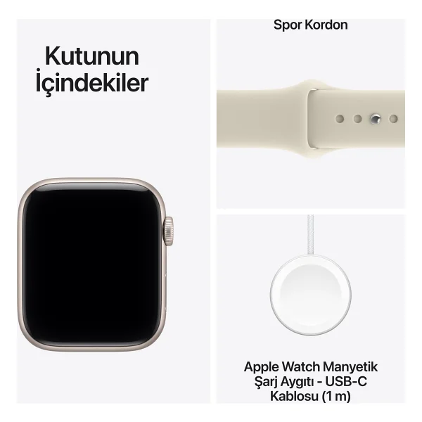 Apple Watch SE 3 GPS 44mm Yıldız Işığı Alüminyum Kasa ve Kum Beji Spor Kordon Akıllı Saat - Görsel 6