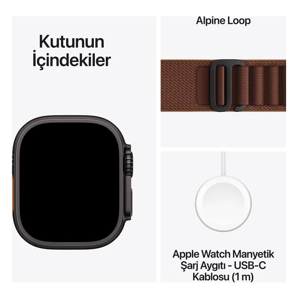 Apple Watch Ultra 4 GPS + Cellular 49mm Siyah Titanyum Kasa ve Burgonya Alpine Loop Akıllı Saat - Görsel 8