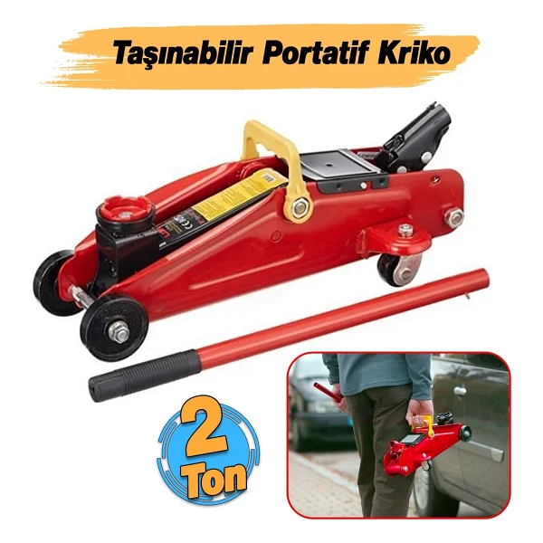 Hidrolik Arabalı Kriko 2 Ton Alçak Şase Profil Oto Araç Araba Kaldırma Sabitleme Kollu Vinç Kirko - Görsel 2