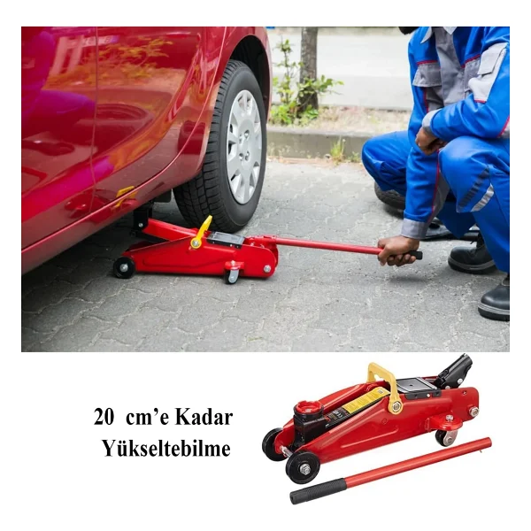 Hidrolik Arabalı Kriko 2 Ton Alçak Şase Profil Oto Araç Araba Kaldırma Sabitleme Kollu Vinç Kirko - Görsel 3
