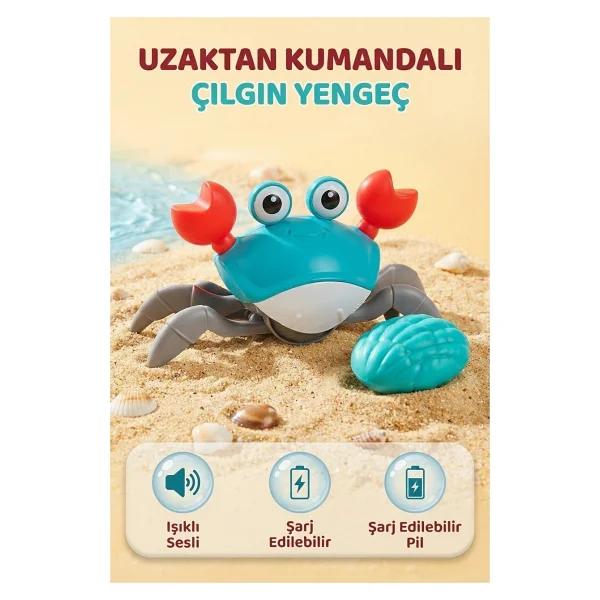 Işıklı Müzikli Uzaktan Kumandalı Fonksiyonel Yan Yürüyen Çılgın Sevimli Yengeç - 6721E - Pembe - Görsel 8