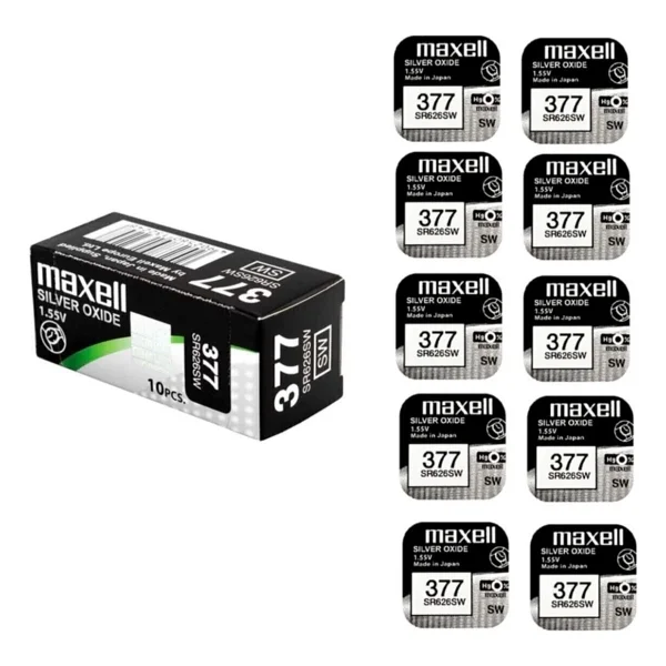 Maxell 377 SR626SW 1.55 V 10'lu Düğme Pil - Görsel 4
