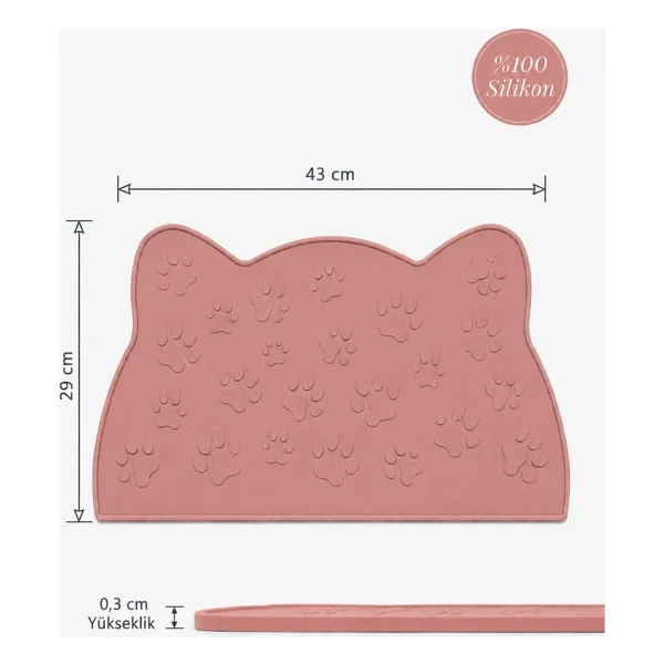 Siliconly%100 Silikon Kokusuz Plastik ve Pvc İçermez Kedi Beslenme Paspası Kedi Mama Matı Mocha - Görsel 4