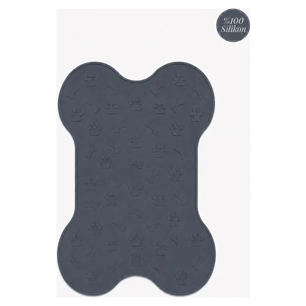 Siliconly %100 Silikon Kokusuz Plastik ve Pvc Içermez Köpek Beslenme Paspası Köpek Mama Matı - Füme - Görsel 5