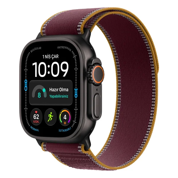 Apple Watch Ultra 4 GPS + Cellular 49mm Siyah Titanyum Kasa ve Burgonya Trail Loop Akıllı Saat - Görsel 9