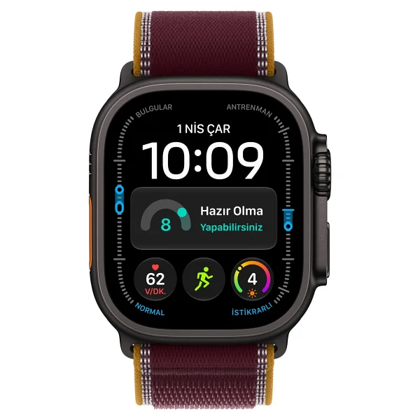 Apple Watch Ultra 4 GPS + Cellular 49mm Siyah Titanyum Kasa ve Burgonya Trail Loop Akıllı Saat - Görsel 2