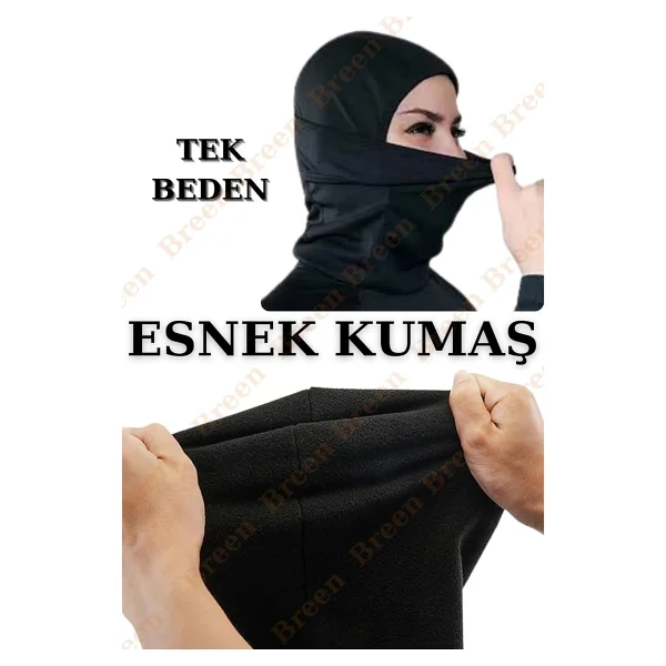 Termal Tam Yüz Kar Maskesi, Rüzgar Korumalı, Siyah Renk, Tek Beden - Çok Renkli - Görsel 3